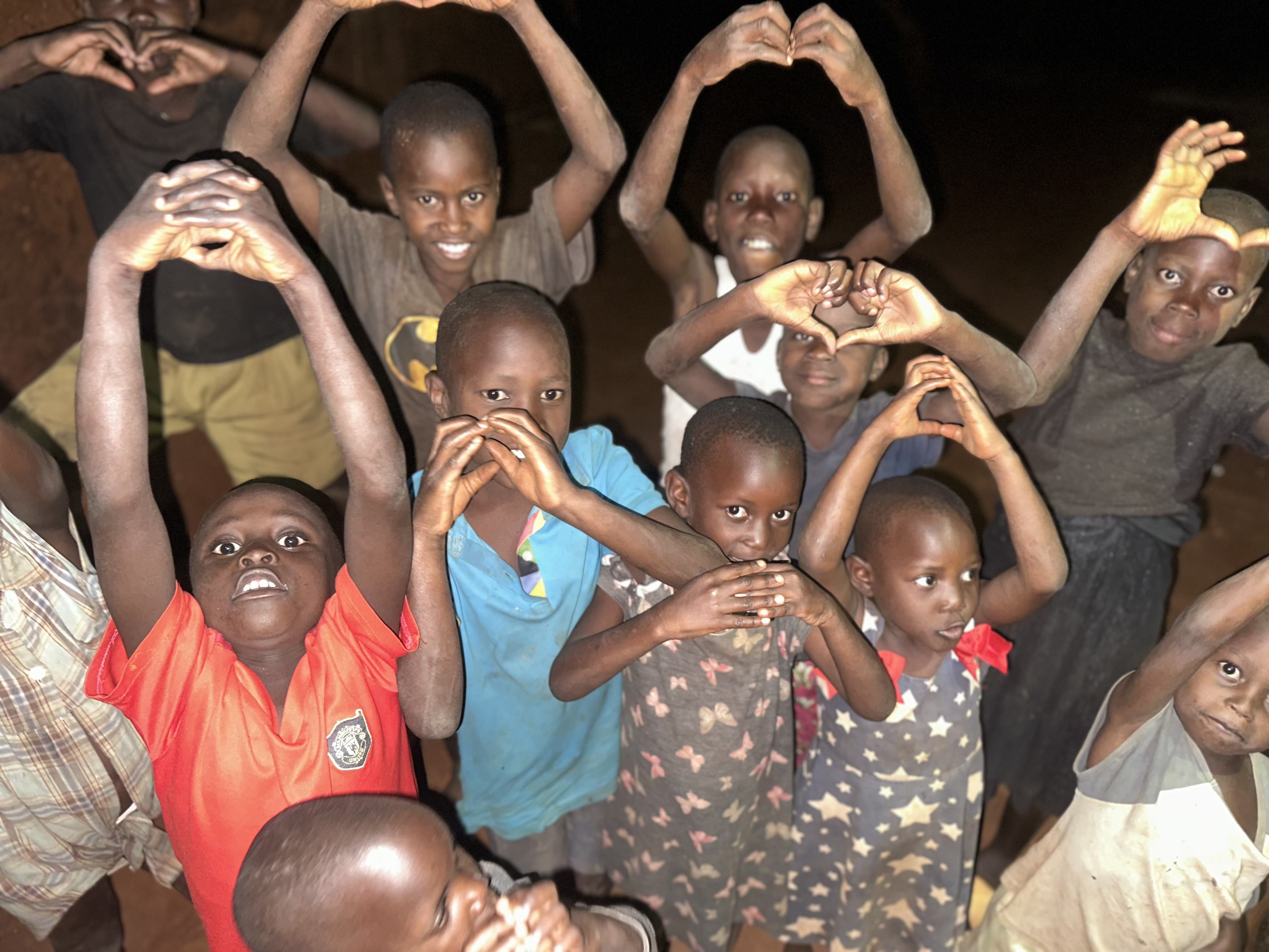 Kids at night on the island